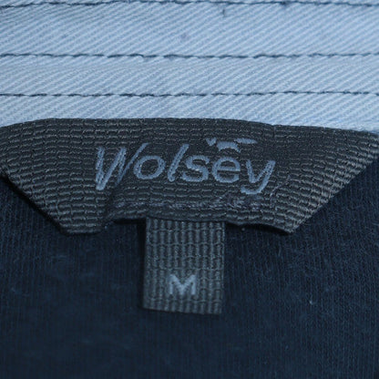 Wolsey Mens Blue Collared Henley Sweatshirt Size M Embroidered Logo