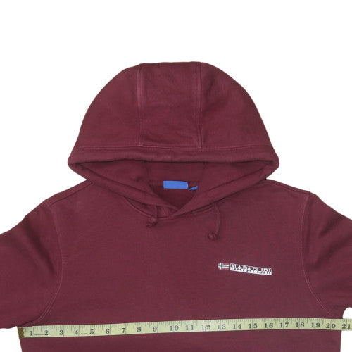 Napapijri Men’s Red Pullover Hoodie L Regular Fit Logo Fleece