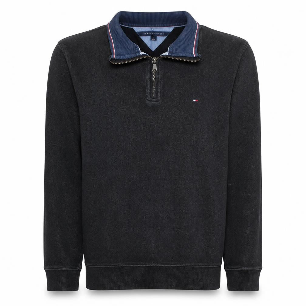 Tommy Hilfiger Men's Black 1/2 Zip Collared Sweatshirt Size M