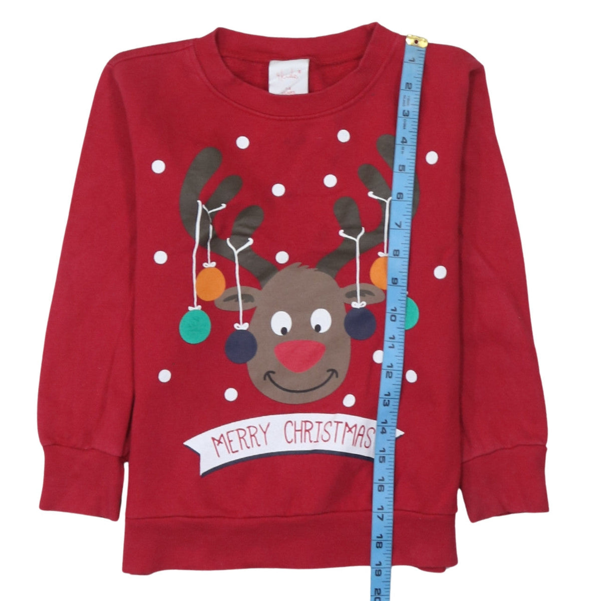 4Kidz Girls Red Reindeer Christmas Pullover Sweatshirt 7-8 Years
