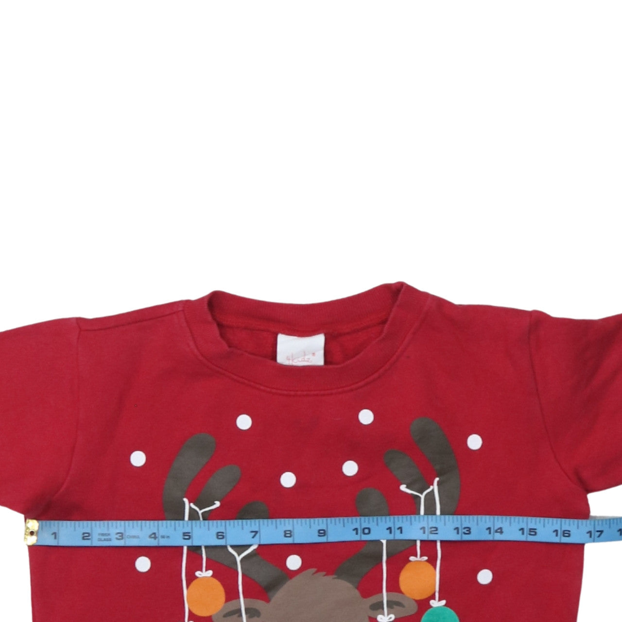 4Kidz Girls Red Reindeer Christmas Pullover Sweatshirt 7-8 Years