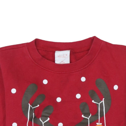 Additional view of 4Kidz girls’ red reindeer christmas pullover sweatshirt 7-8 years