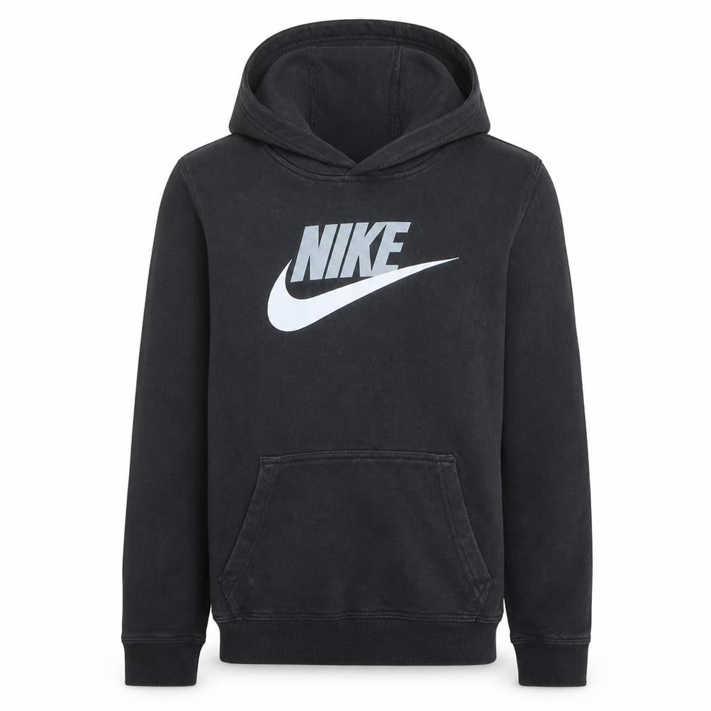 Nike Boys Black XL Pullover Hoodie with Logo Print
