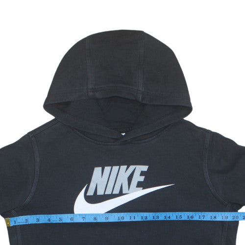 Nike Boys Black XL Pullover Hoodie with Logo Print