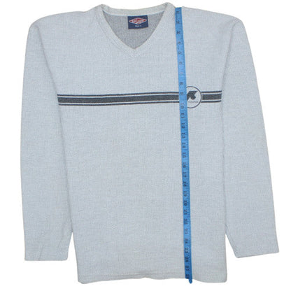 Close-up detail of Lee Cooper Men's Grey V-Neck Knit Pullover Sweatshirt L