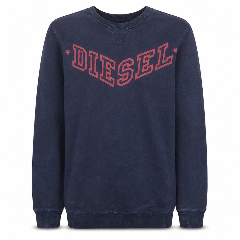 Diesel Mens Blue Cotton Crew Neck Pullover Sweatshirt L