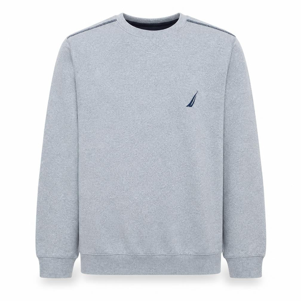 Nautica Men’s Grey Pullover Sweatshirt M Crew Neck Logo Fleece