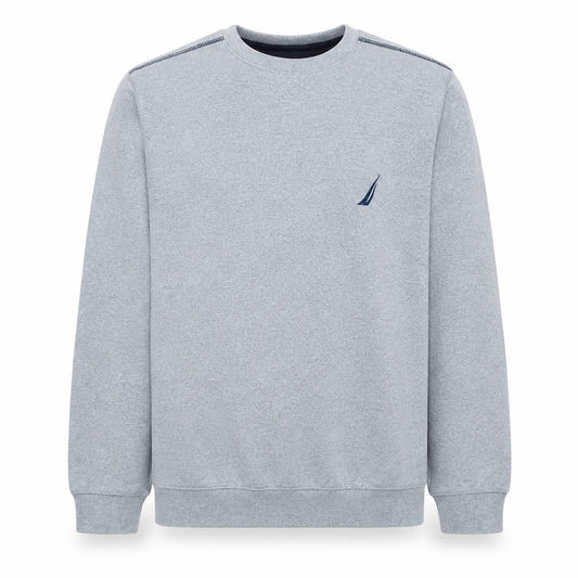 Nautica Men’s Grey Pullover Sweatshirt M Crew Neck Logo Fleece
