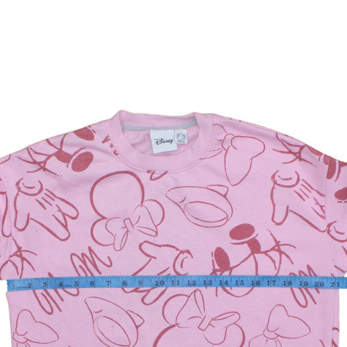 Disney Women Pink Minnie Mouse Print Pullover Sweatshirt S
