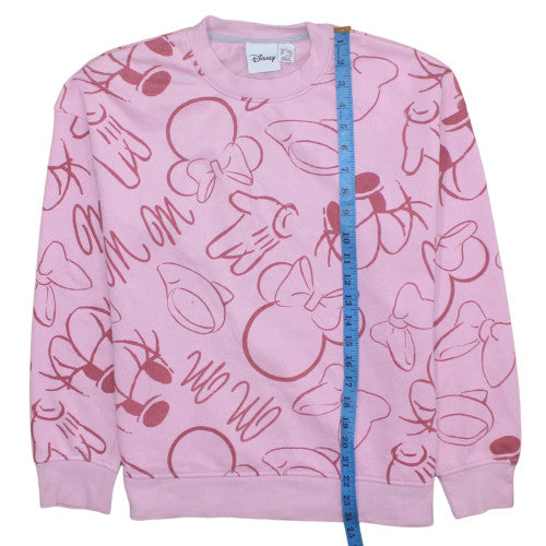 Disney Women Pink Minnie Mouse Print Pullover Sweatshirt S