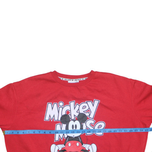 Disney Women's Red Mickey Mouse Pullover Sweatshirt XL