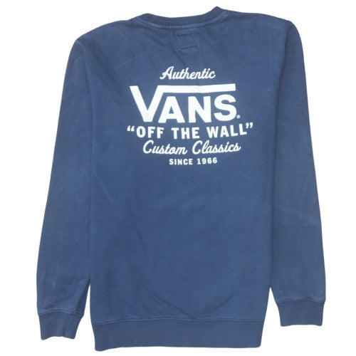 Vans Mens Blue Pullover Sweatshirt Small Crew Neck Classic Logo