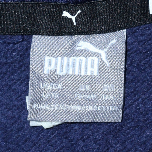Puma Boys Blue Pullover Hoodie 13-14 Years Cotton Blend Fleece Sweatshirt