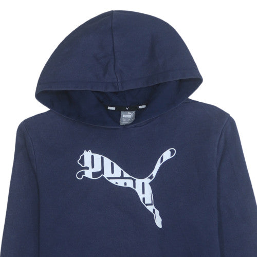 Puma Boys Blue Pullover Hoodie 13-14 Years Cotton Blend Fleece Sweatshirt
