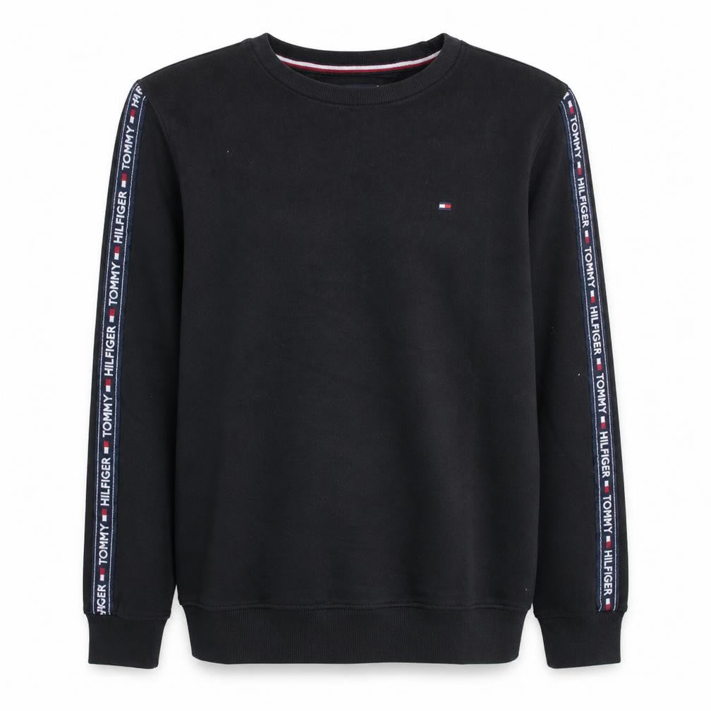 Tommy Hilfiger Men's Black Logo Tape Crew Neck Sweatshirt M