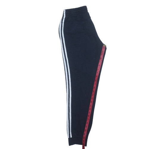 Adidas Men Black Jogger Trousers L Elastic Waist Side Stripe
