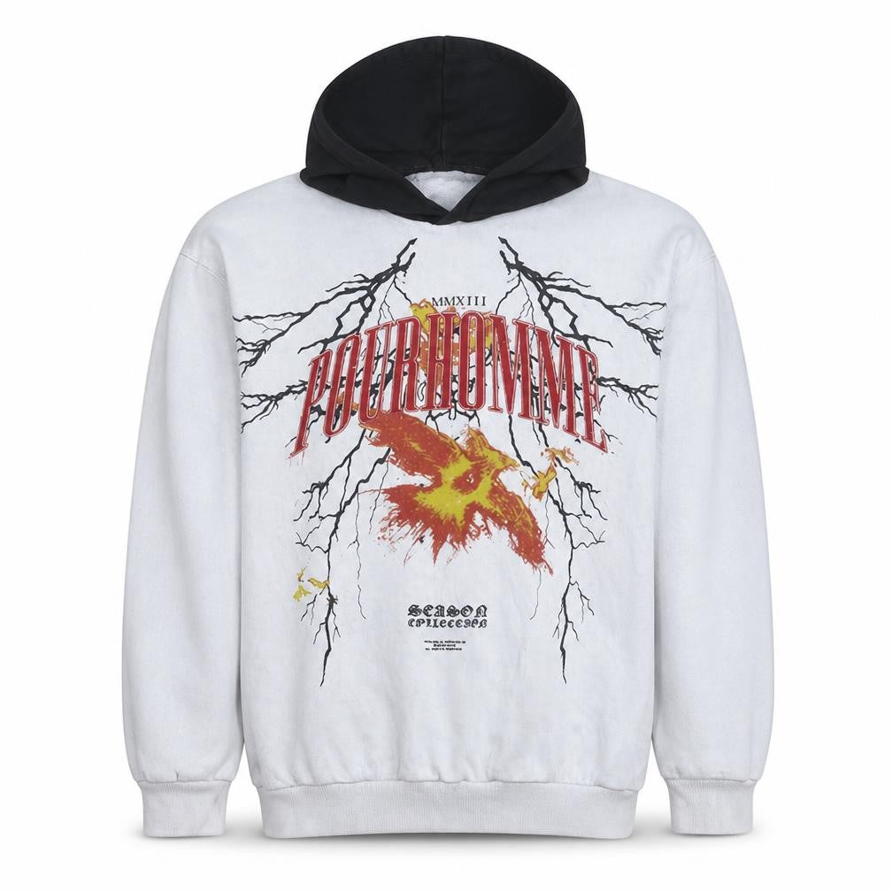 boohooMAN Men's White Graphic Print Pullover Hoodie Size S