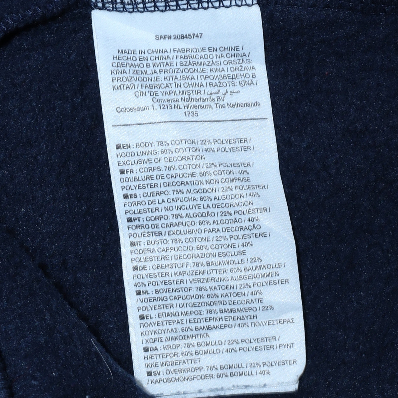Converse Men's Blue Pullover Hoodie Medium Fleece Sportswear