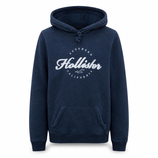 Hollister Men's Blue Pullover Hoodie M Logo Graphic Fleece