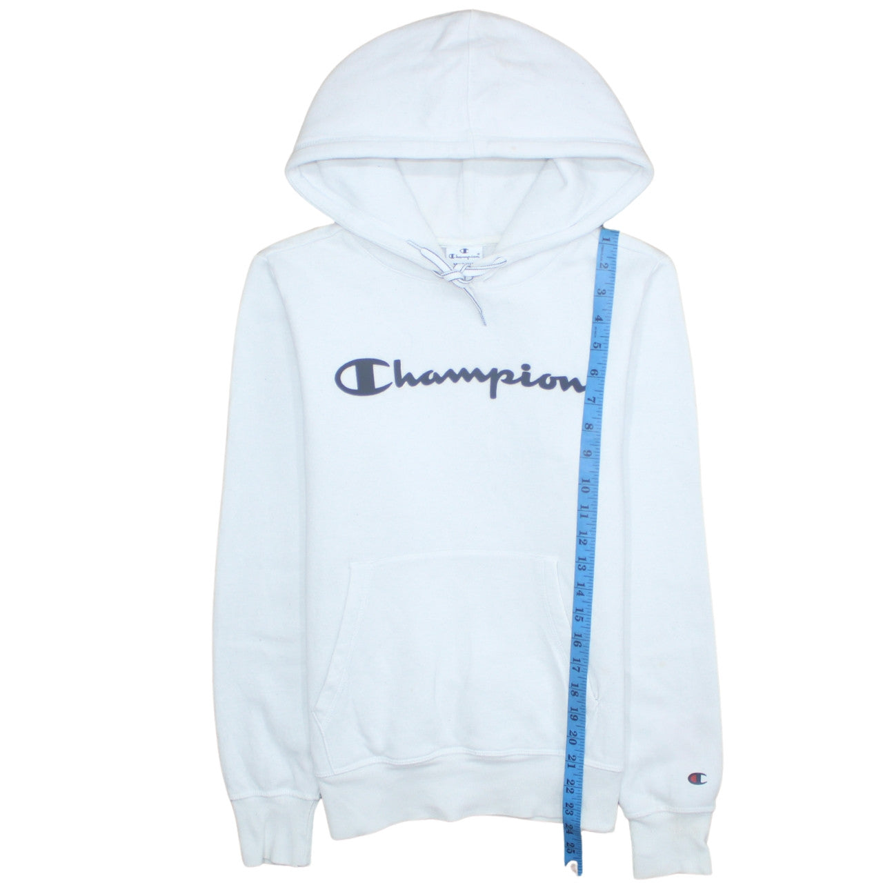 Champion Men's White Pullover Hoodie Medium Fleece Logo Sweatshirt