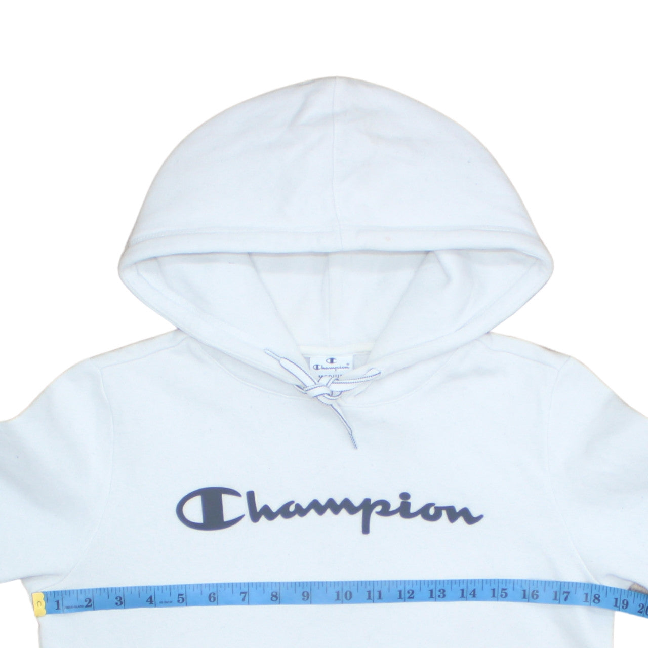 Champion Men's White Pullover Hoodie Medium Fleece Logo Sweatshirt