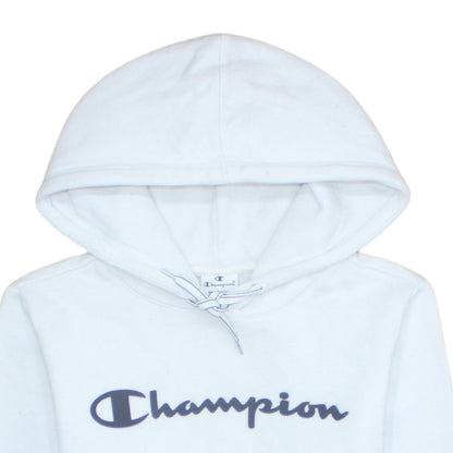 Champion Men's White Pullover Hoodie Medium Fleece Logo Sweatshirt