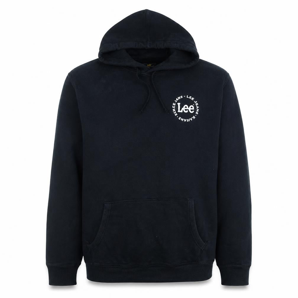 Lee Men's Black Pullover Hoodie L Classic Logo Cotton Sweatshirt