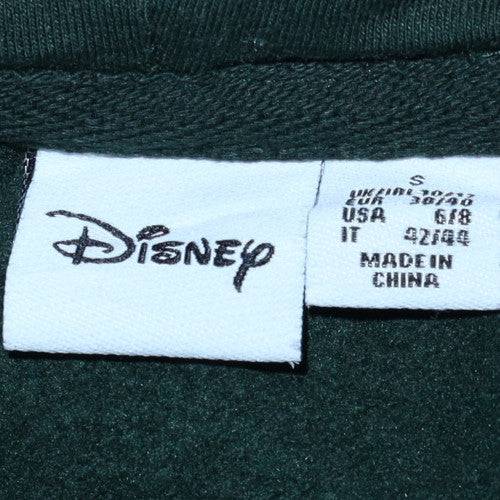 Disney Women's Green Pullover Hoodie Size S Fleece Sweatshirt