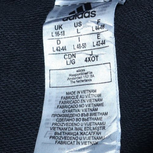 Adidas Women Black Pullover Hoodie L 16-18 Hooded Sweatshirt