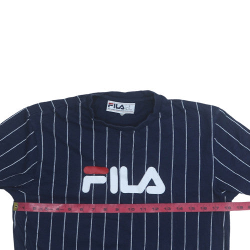 Fila Men's Navy Pinstripe Crew Neck Short Sleeve T-Shirt XS