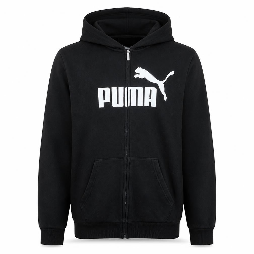 Puma Men's Black Full Zip Hoodie XL Logo Fleece Sweatshirt