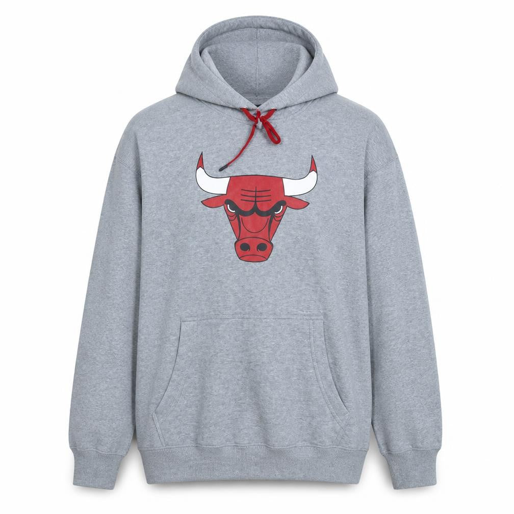 NBA Mens Grey Pullover Hoodie Size L Sports Graphic Sweatshirt