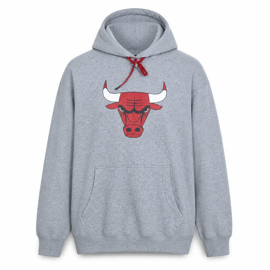 NBA Mens Grey Pullover Hoodie Size L Sports Graphic Sweatshirt