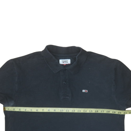 Tommy Jeans Men's Black Cotton Polo Shirt Size L Classic Fit