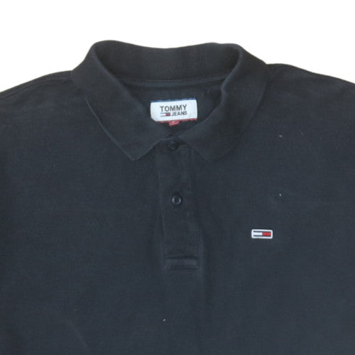Tommy Jeans Men's Black Cotton Polo Shirt Size L Classic Fit