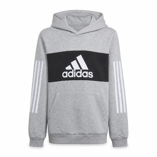 Adidas Boys Grey Pullover Hoodie 13-14 Years Logo Fleece Hooded Sweatshirt