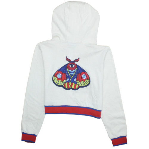 Adidas Women White Red 1/2 Zip Hooded Sweatshirt Size 10