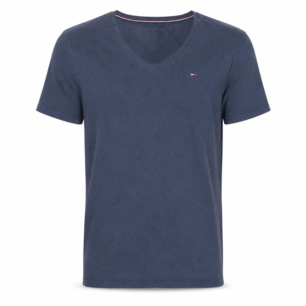 Tommy Jeans Men's Navy V-Neck Regular Fit Cotton T-Shirt M