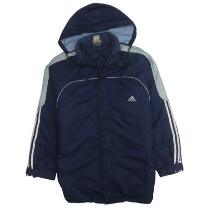 Additional front view of Adidas Men's Blue Hooded Waterproof Parka Jacket, size M