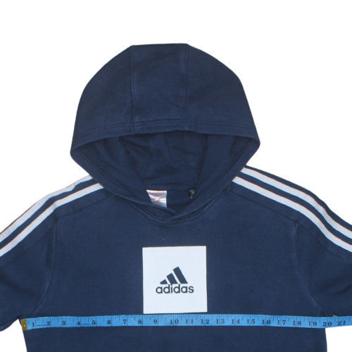 Adidas Boys Navy Blue Pullover Hoodie XL/16 Years with Stripe Detail