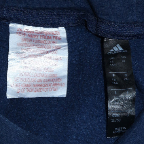 Adidas Boys Navy Blue Pullover Hoodie XL/16 Years with Stripe Detail