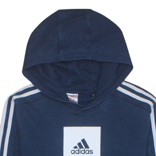 Adidas Boys Navy Blue Pullover Hoodie XL/16 Years with Stripe Detail