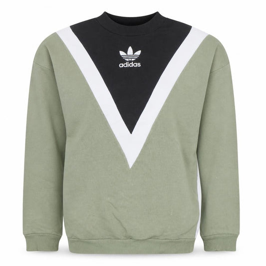Adidas Women Khaki Black Colourblock Sweatshirt UK 8 Crew Neck Pullover