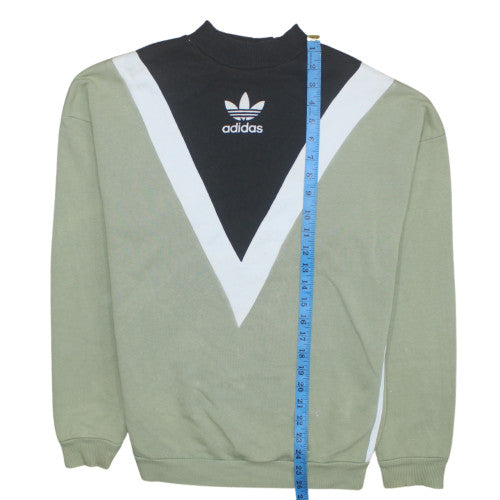 Adidas Women Khaki Black Colourblock Sweatshirt UK 8 Crew Neck Pullover