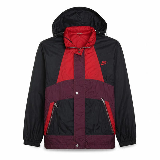 Nike Men’s Red Black Windbreaker Hooded Jacket Size M Retro Sportswear