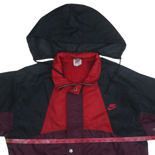 Nike Men’s Red Black Windbreaker Hooded Jacket Size M Retro Sportswear