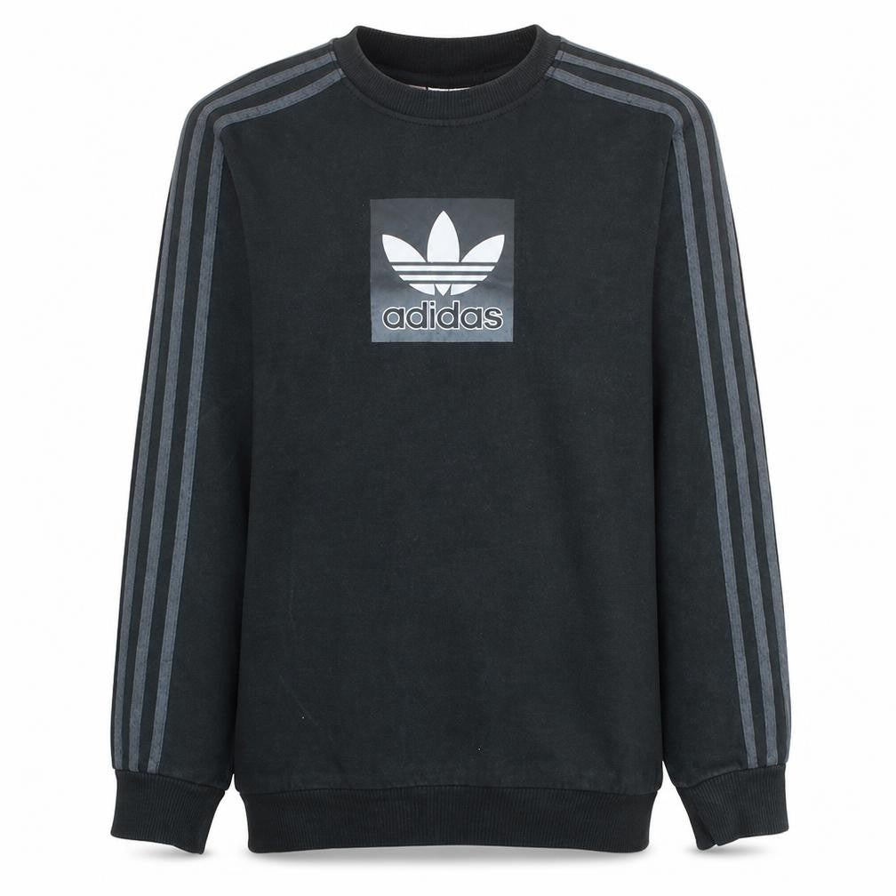 Adidas Boys Black Crew Neck Pullover Sweatshirt XL 15-16Y Logo Cotton Blend