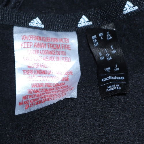 Adidas Boys Black Full Zip Hoodie 14 Years Regular Fit Sports Fleece