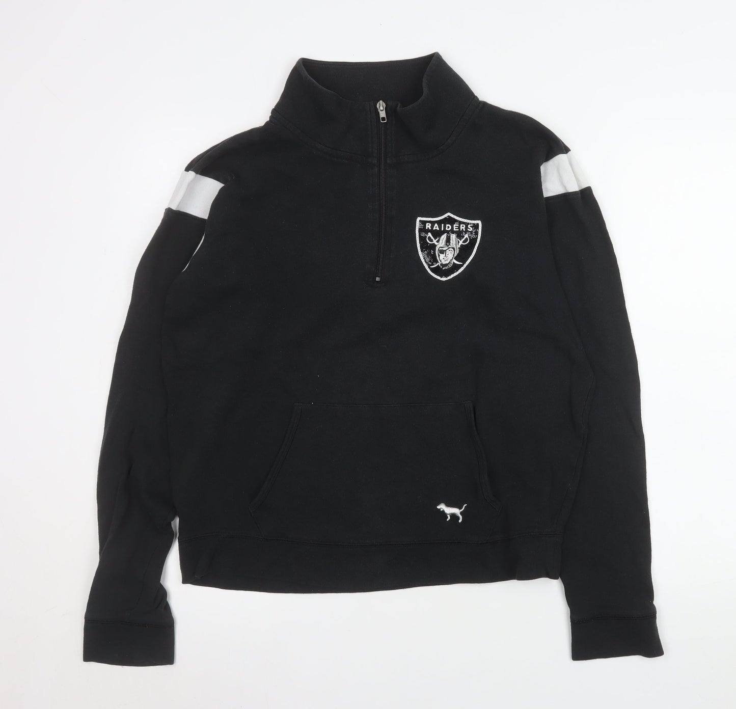 Victoria's Secret PINK Women's Black Raiders 1/4 Zip Sweatshirt M