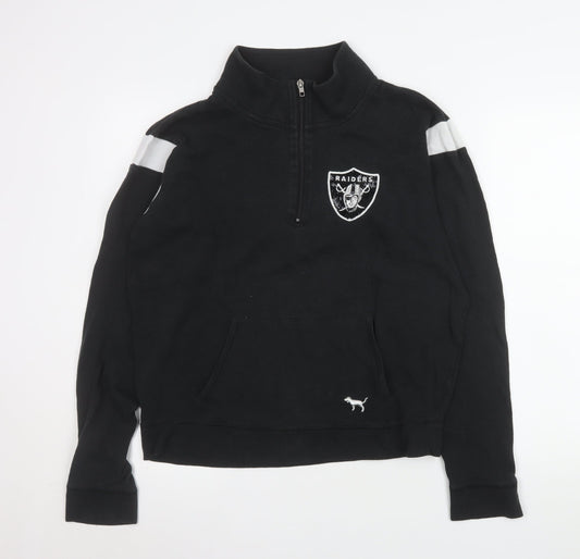 Victoria's Secret PINK Women's Black Raiders 1/4 Zip Sweatshirt M